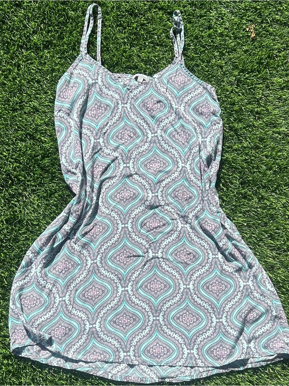 P.J. Salvage Teal and Gray Spaghetti Strap One-Piece